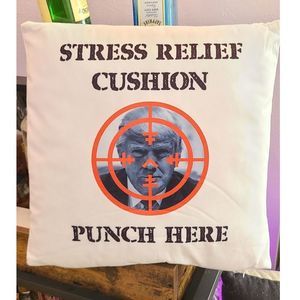 "STRESS RELIEF CUSHION PUNCH HERE" trumps Face